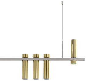 Pendente Sunflower Barra Linear Misto 11X31X120Cm 02Xled 5,5W 2700K 04... (BRANCO / DOURADO BRILHO, 110v)
