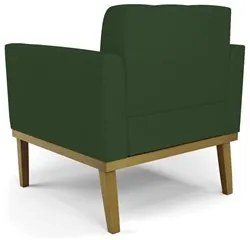 Poltrona Base Madeira Castanho Kit 2 Ana Veludo Luxo Verde - Ibiza