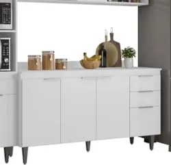 Armário de Cozinha Com Tampo CP04 280cm Pérola Branco Z34     - Mpozen