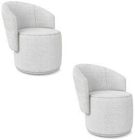 Poltrona Decorativa Orgânica Fixa para Sala Kit 2 Malu Bouclê M11 - D'Rossi - Cinza