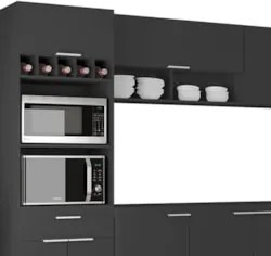 Armário de Cozinha CP06 Para Pia 180cm Pérola Z34 Preto     - Mpozenat