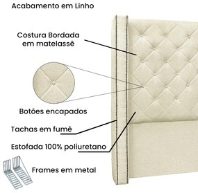 Cabeceira Cama Box King 195 cm Vicenza Linho S04 - D'Rossi - Perola