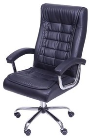 Cadeira Office Luxo em Courino Preto com Base Rodizio Cromada - 55947 Sun House