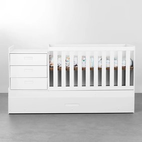 Berço Multifuncional Luna com Cama Auxiliar - Branco Fosco