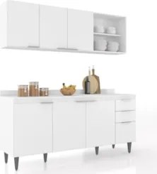 Armário de Cozinha Com Tampo CP10 180cm Pérola Branco Z34 - Mpozen