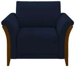 Kit Sofá Living 3 Lugares e Poltrona 102cm Pés Madeira Roya Z32 Veludo