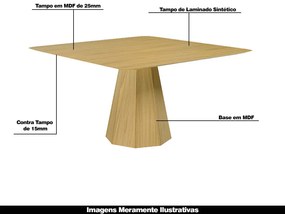 Mesa Sala de Jantar 4 Lugares 150cm Tampo Quadrado Talocan Freijó G13 - Gran Belo