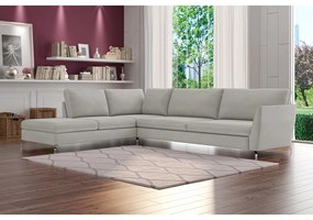Sofá de Canto Chaise Esquerdo 307 cm Olívia Suede Cinza G52 - Gran Belo