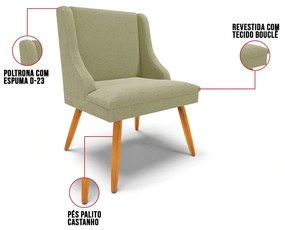 Cadeira Sala de Jantar Pé Palito Castanho Kit 4 Liz Bouclê D03 - D'Rossi - Pistache