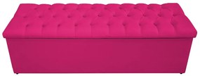 Recamier Baú Estofada Mel 195 cm King Size Com Capitonê Suede Pink - ADJ Decor