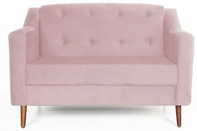 Namoradeira Bruna 1,20 m 2 Lugares Pés Palito Suede Rosê