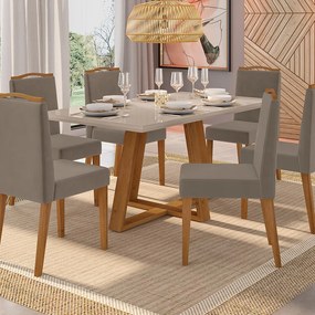Mesa de Jantar Brenda 160x90 cm Off White Base de Madeira Mel - D'Rossi