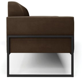 Sofá Namoradeira Base Industrial Alta Preto Marisa Suede D03 - D'Rossi - Marrom