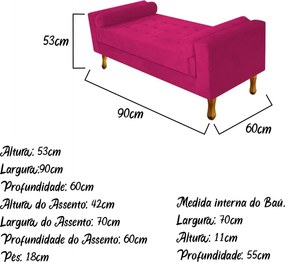 Recamier Félix Solteiro 90cm Suede Pink - ADJ Decor