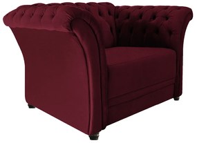 Poltrona Decorativa Chesterfield Sofia Suede Bordô - ADJ Decor