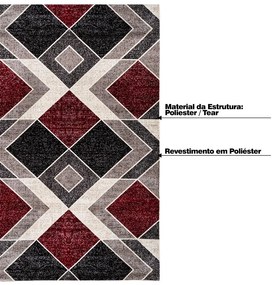Tapete Decorativo Sala de Estar Hazard 250x300 Vermelho/Bege G67 - Gran Belo