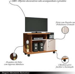 Rack Decorativo Compacto Smart TV até 26 Pol Cinamomo/Off White G26 - HB Móveis