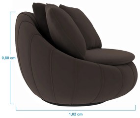 Poltrona Decorativa Redonda Giratória Glória Veludo Marrom - Sheep Estofados - Veludo Marrom