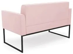 Sofá Namoradeira Base Industrial Preto Ana Suede Rosa Bebê - Ibiza