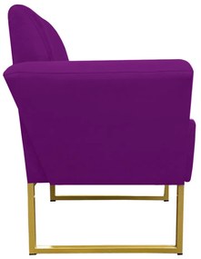 Poltrona Dora Suede Base Metálica Dourado D'Rossi - Roxo