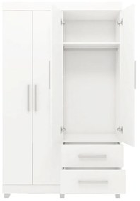 Roupeiro Guarda Roupa 4 Portas Prateleiras 2 Gavetas Branco