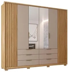 Guarda Roupa Casal Com 2 Espelhos 6 Portas Martin C01 Buriti/Fendi - M