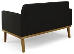 Sofá Namoradeira e 1 Poltrona Base Madeira Castanho Maressa Suede Pret