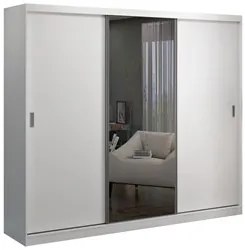 Guarda Roupa Casal 3 Portas de Correr 1 Espelho Winter F04 Branco- Mpo