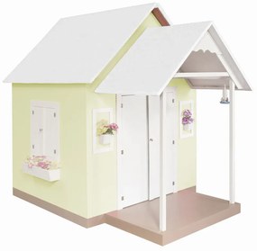 Casinha de Brinquedo Artesanal MDF com Telhado Branco/Amarelo L12 - Gran Belo