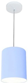 Lustre Pendente Cilíndrico Md-4012 Cúpula em Tecido 18x25cm Azul Bebê - Bivolt