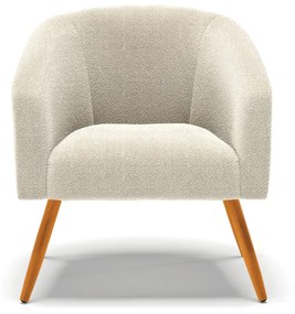 Poltrona Decorativa Pé Palito Castanho Stella  Bouclê Bege D03 - D'Rossi