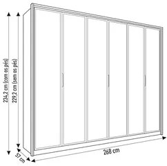 Guarda Roupa Casal 6 Portas de Vidro Reflex Buriti - Caemmun