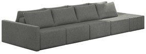 Sofá Ilha Modulado Milos 392cm Puff Lateral Linho Cinza Escuro G33 - Gran Belo