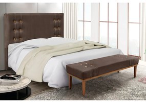 Cabeceira Cama Box Casal 140cm e Recamier Gênova Veludo S04 - D'Rossi - Marrom