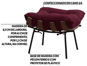 Puff Decorativo Sala de Estar Abel Base de Madeira Preto Suede Bordô G41 - Gran Belo