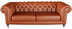 Sofá 2 Lugares Sala de Estar 180cm Chesterfield Duo Couro Conhaque Brilho G40 - Gran Belo