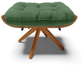 Puff Giratório Costela Suede Base de Madeira MA30 M11 - D'Rossi - Verde