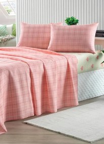 Jogo de Cama 150 Fios Rosa Casal 4 Peças