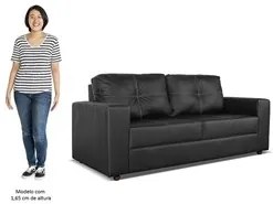 Sofá Living 2 Lugares para Sala de Estar 160cm Licci L07 Couro Preto -