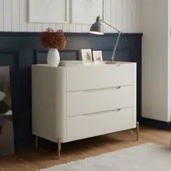 Cômoda Quarto 97cm Solteiro 3 Gavetas Becca Luna/Dourado I06 - Mpozena