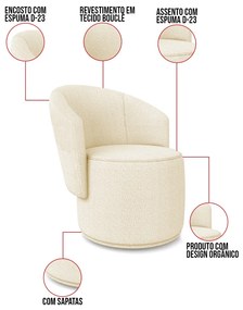 Poltrona Decorativa Orgânica Fixa para Sala Kit 2 Malu Bouclê M11 - D'Rossi - Bege