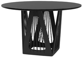 Mesa Sala de Jantar 4 Lugares 135cm Tampo Redondo de Vidro Giaguaro Preto/Ébano G13 - Gran Belo