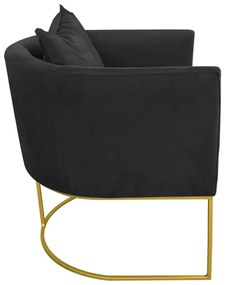 Kit 02 Poltronas Paola Suede Base Metálica Dourado D03 - D'Rossi  - Preto
