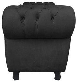 Recamier com Baú Grécia Namoradeira Calçadeira Suede Preto - D'Rossi