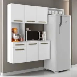 Armário de Cozinha Compacta 160cm Lora Branco A15 - Mpozenato