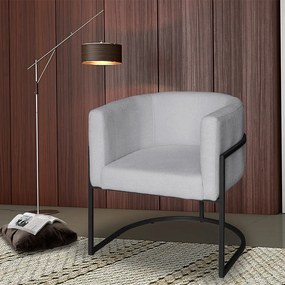 Poltrona Base Industrial Preto Sala de Estar Lety Veludo - Prata