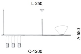Pendente Retangular Tubo E Indireta 120X25X58Cm Metal 03Xmr11 + 01Xe27... (DOURADO FOSCO)