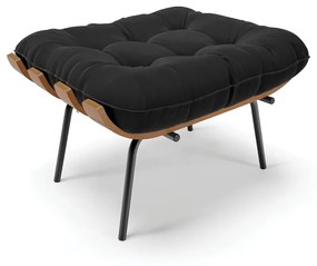 Puff Costela Suede Preto Base Metálica Preto - D'Rossi