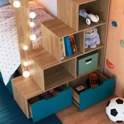 Treliche Infantil Com Escada e Nichos Infix C06 Aveiro/Azul - Mpozenat