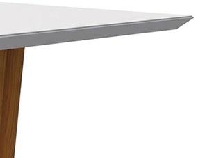 Mesa de Jantar Tampo com Vidro Lita 120 cm Off White Base Ypê - D'Rossi